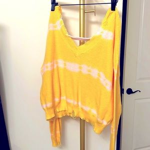 #011 Gently used yellow sweater shirt distressed top